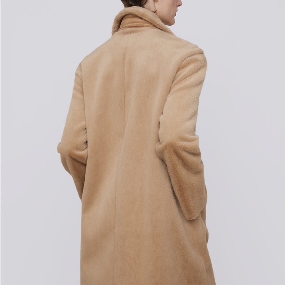 Zara Faux Fur Wrap Double Breasted Coat Jacket - Picture 11 of 14